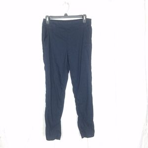 Tahari blue linen blend pull on straight leg pants